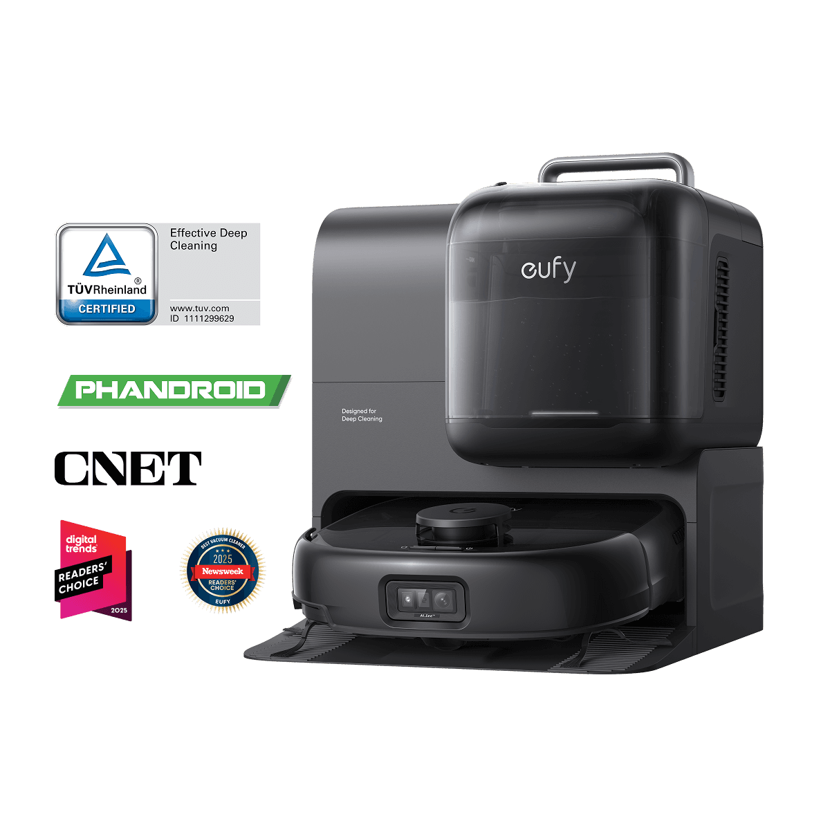 Robot hút bụi Eufy Omni E28 — flagship FlexiOne tích hợp máy hút cầm tay